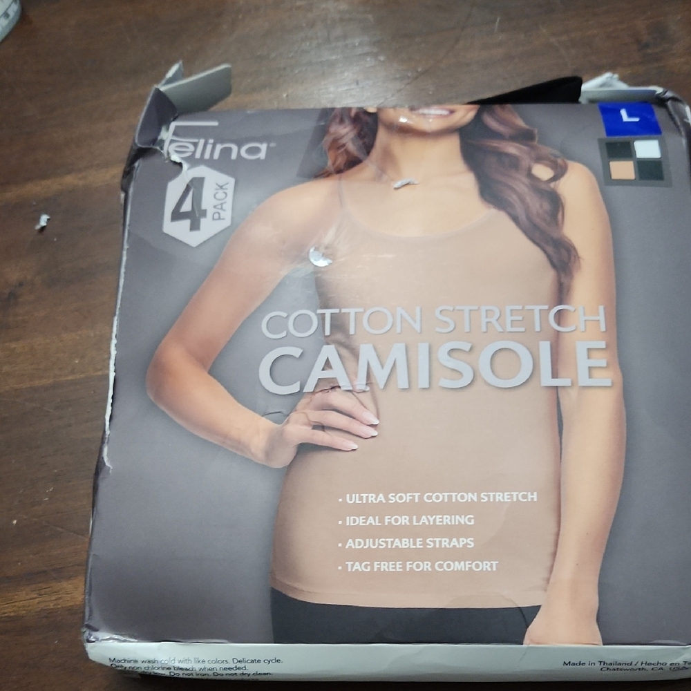 Felina Women's Cotton Stretch Camisole - Tan Open Package